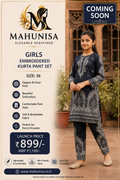 Girls Embroidered Kurta Pant Set
