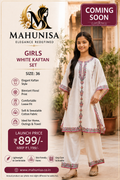 Girls White Kaftan Set
