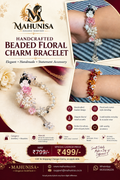 MAHUNISA Handmade Beaded Floral Charm Bracelet