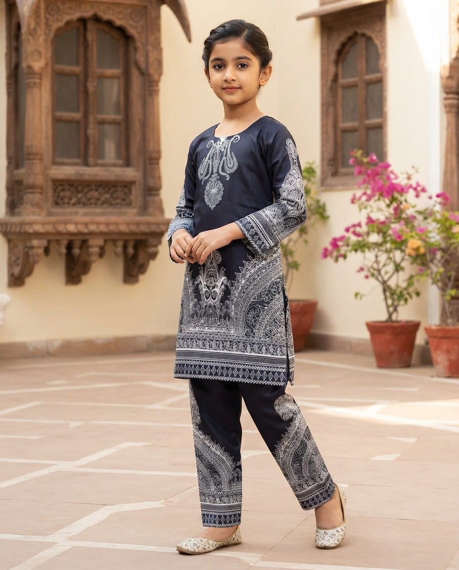 Girls Embroidered Kurta Pant Set
